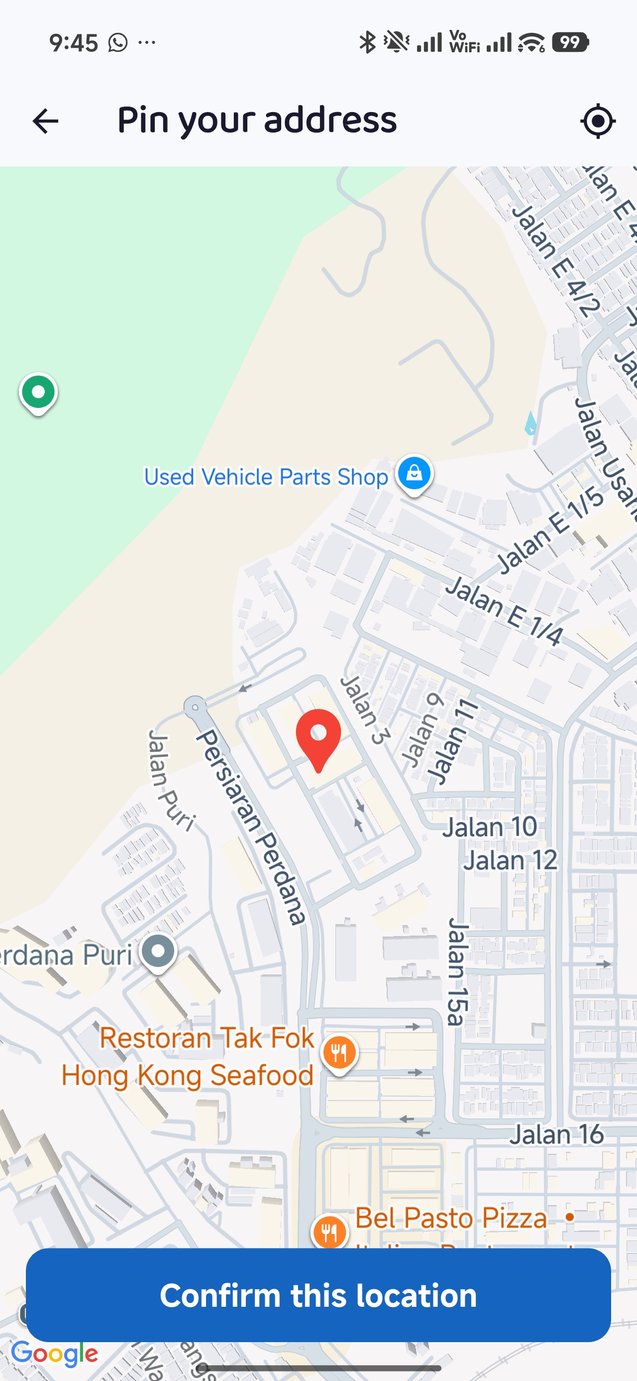 Address and map pin screen
